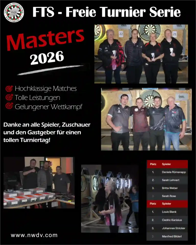 Plakat mit den Siegern des FTS Masters 2026