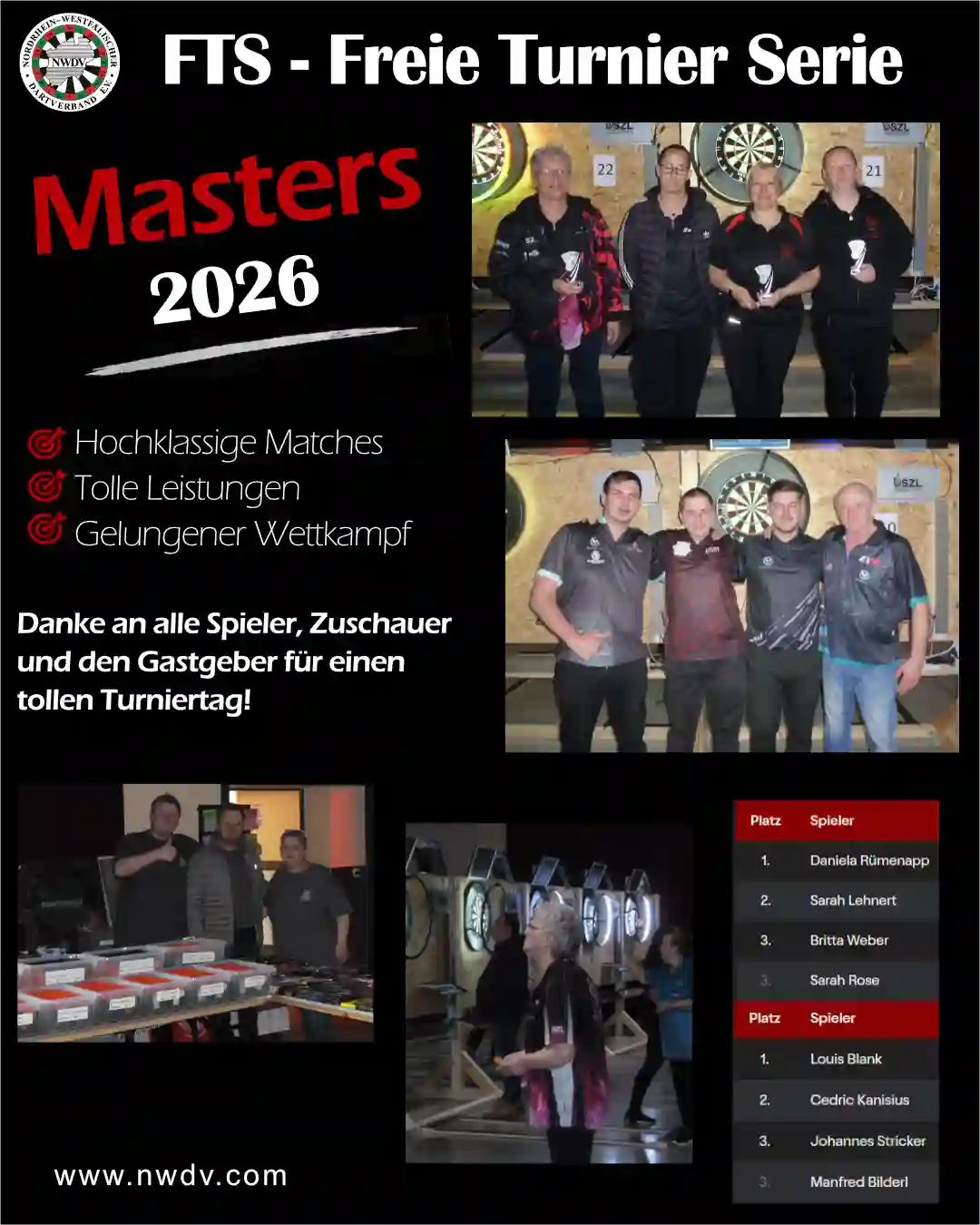Plakat mit den Siegern des FTS Masters 2026