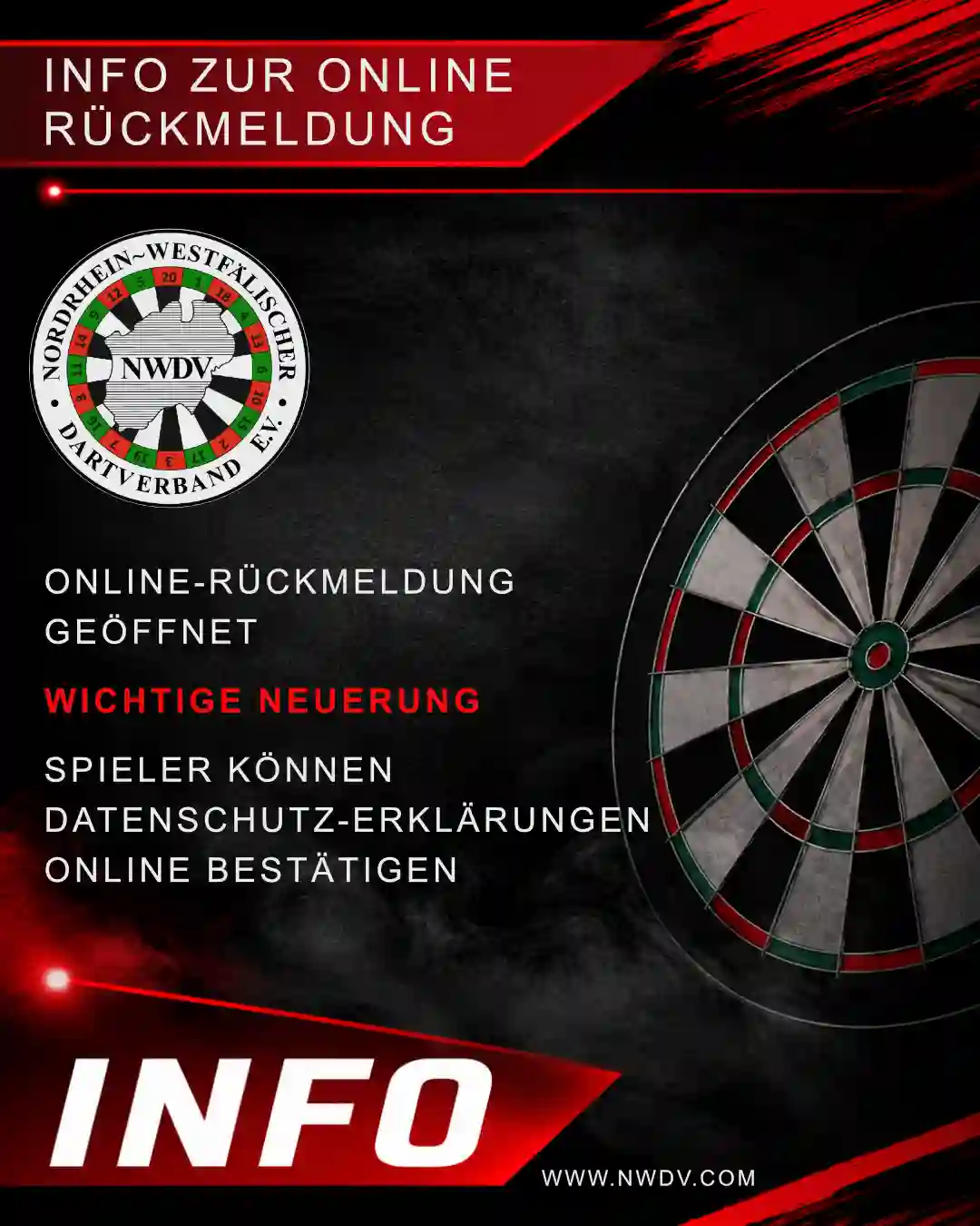 Plakat mit Infos zur Online Rückmeldung
