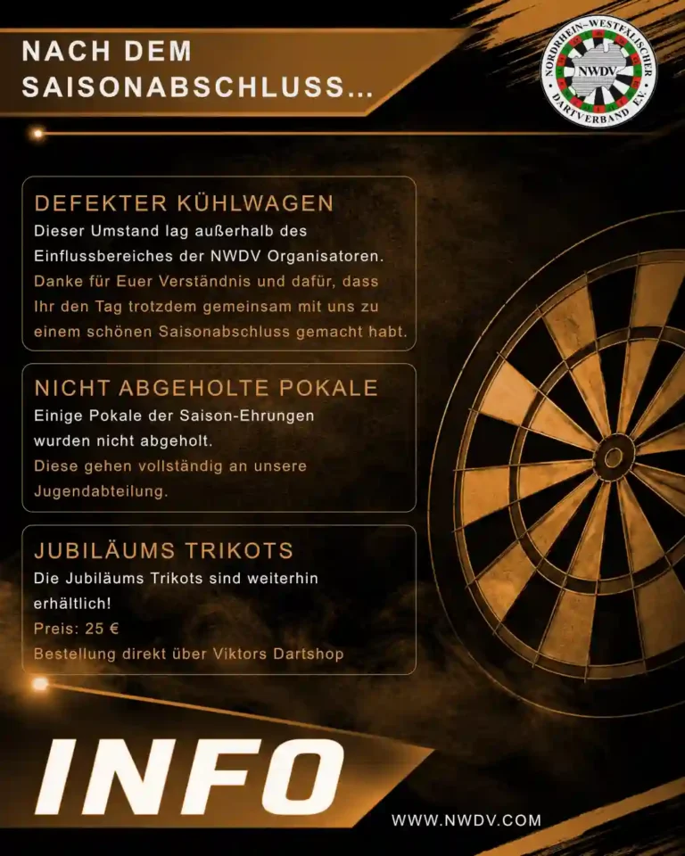 Plakat mit Infos nach dem Saisonabschluss 25/26