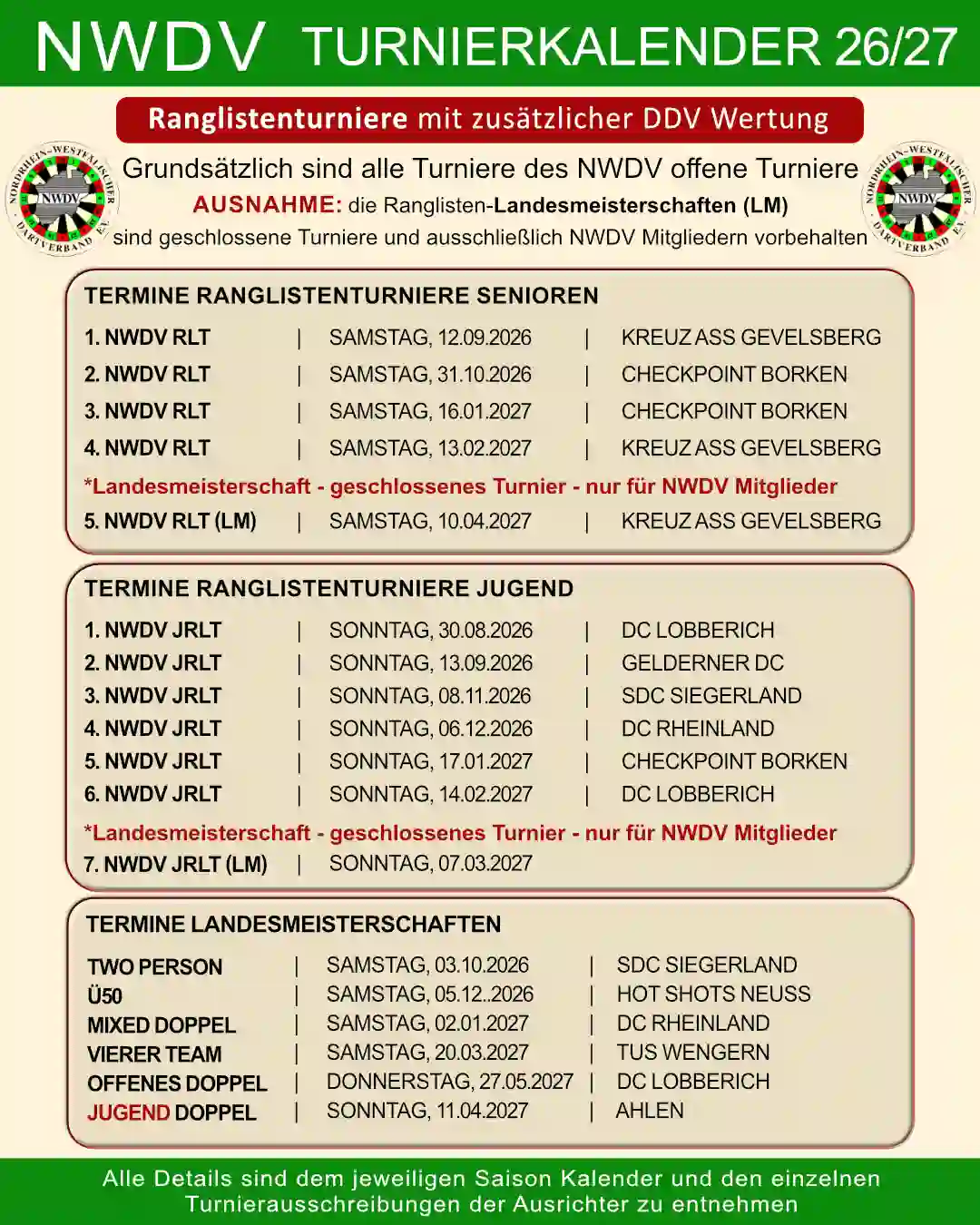 Plakat - Turnierkalender 26/27