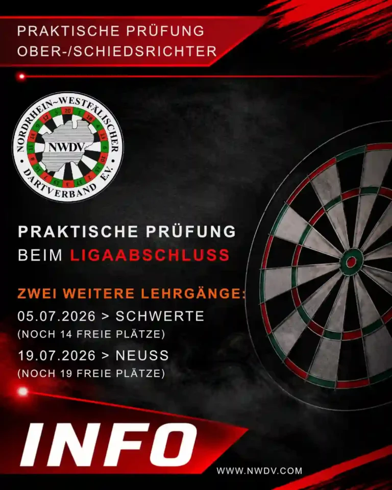 Plakat mit Info zur praktischen Prüfung zum Ober-/Schidsrichter beim Ligaabschluss