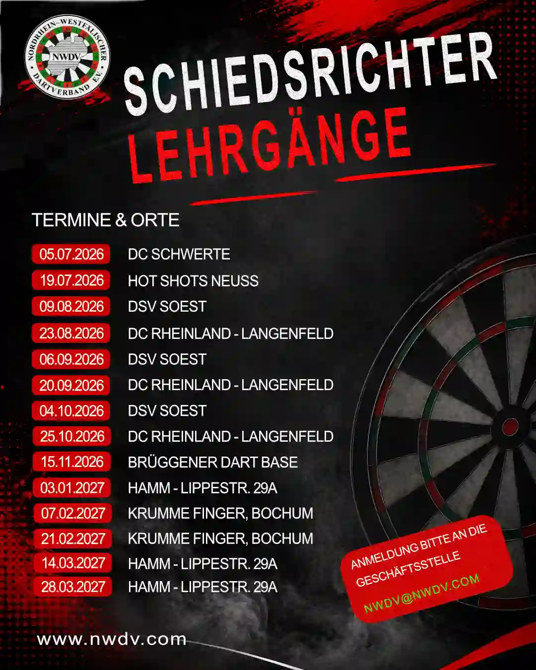 Terminübersicht der Schiedsrichterlehrgänge 26/27