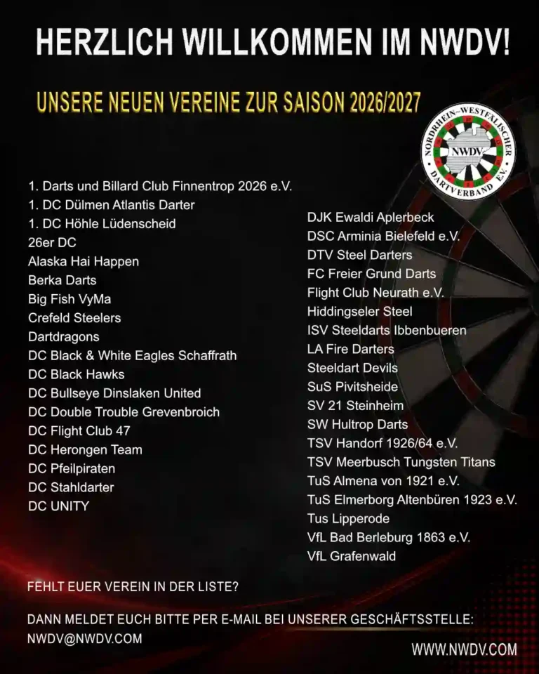 Liste der neuen Vereine zur Saison 2026/2027