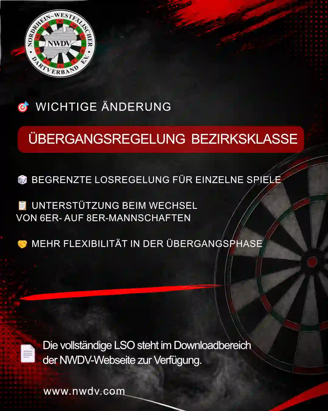 Plakat zur Änderung in der LSO - Übergangsregelung Bezirksklasse