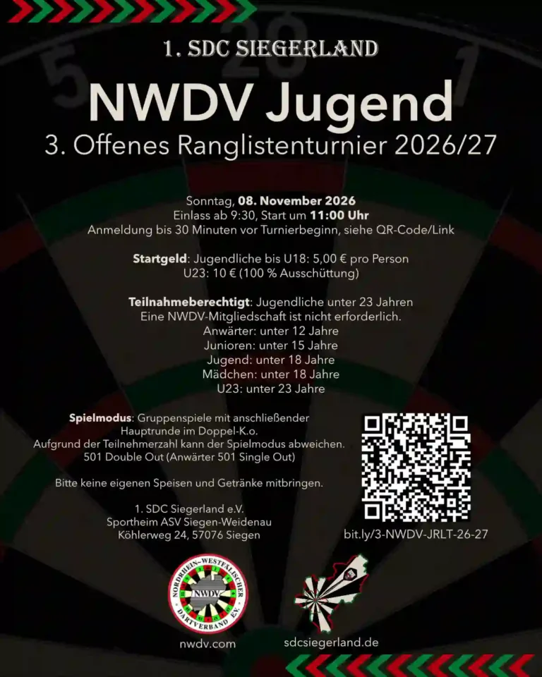 Plakat zum 3. Jugend Ranglistenturnier beim 1. SDC Siegerland e.V.