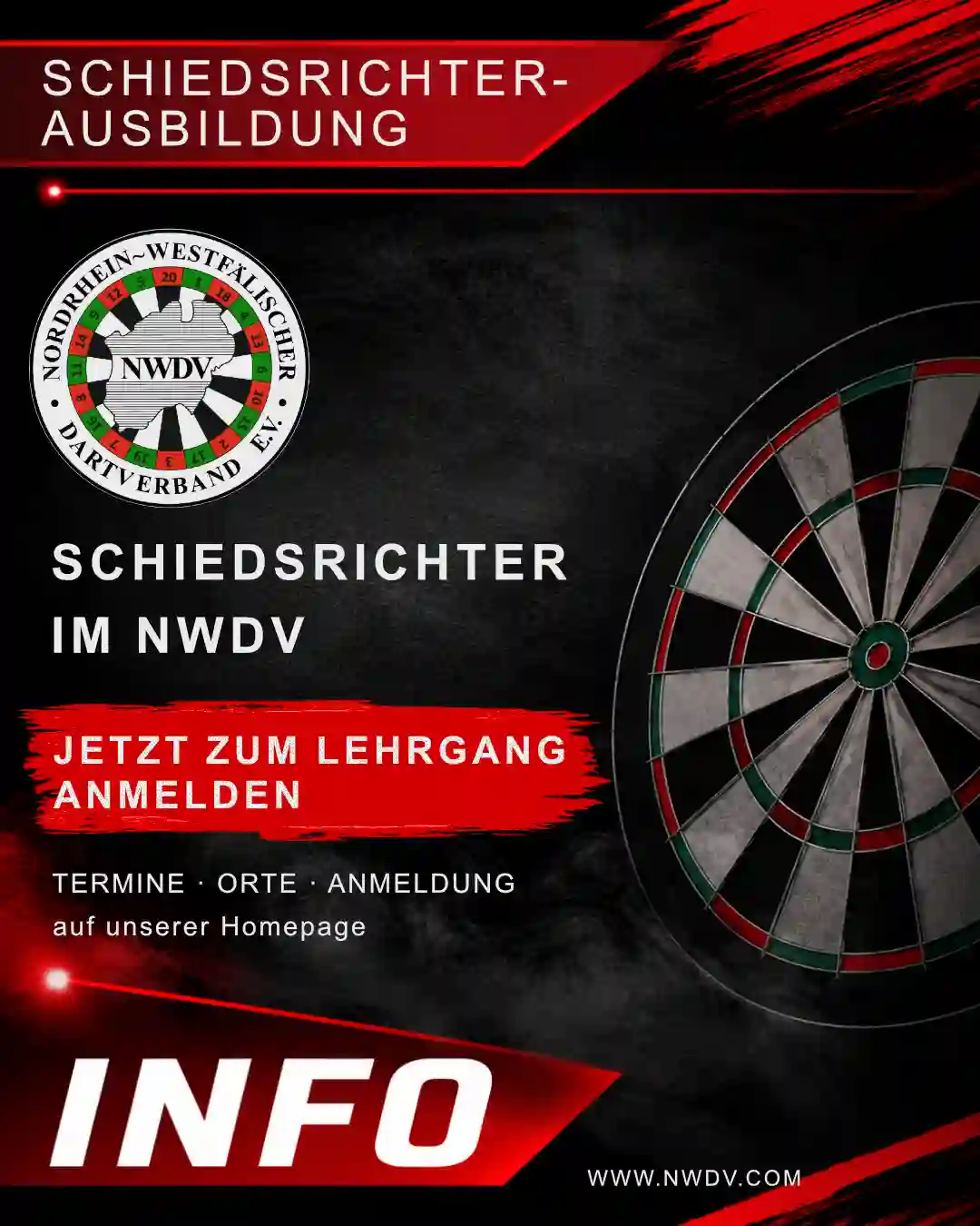 Plakat zur Info zum neuen Anmeldeformular für die Schiedsrichterlehrgänge