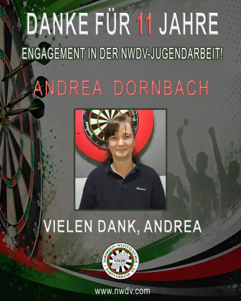 Danke Plakat für Andrea Dornbach - 11 Jahre Jugendleitung im NWDV