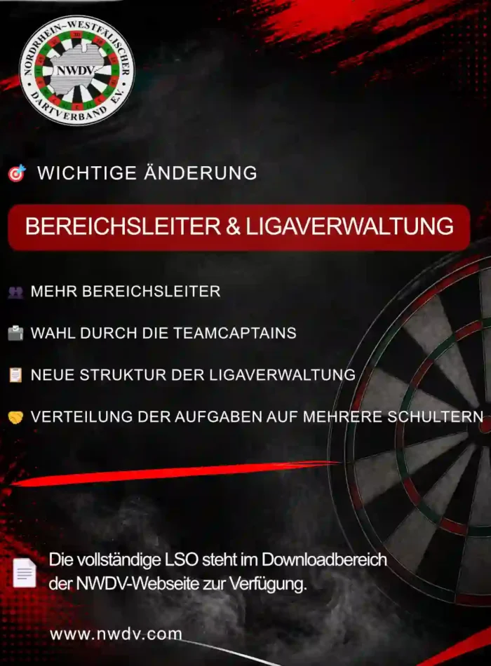 Plakat zu den Änderungen in der LSO - Bereichsleiter & Ligaverwaltung