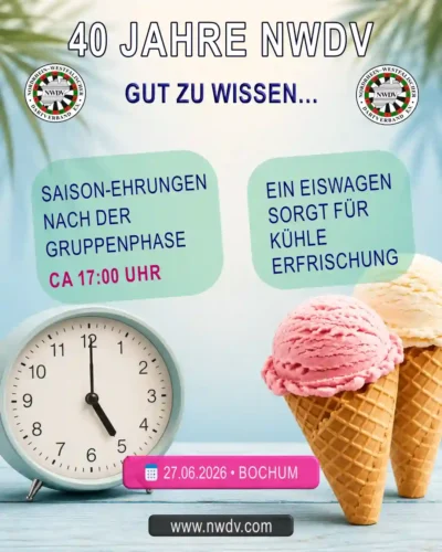 Plakat zum Ligaabschluss. Zeitplan für Saison-Ehrungen und Eiswagen Info
