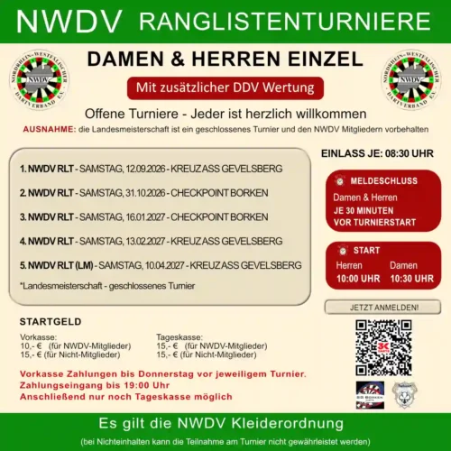 Ranglistenturniere - Übersicht - Saison 2026/2027