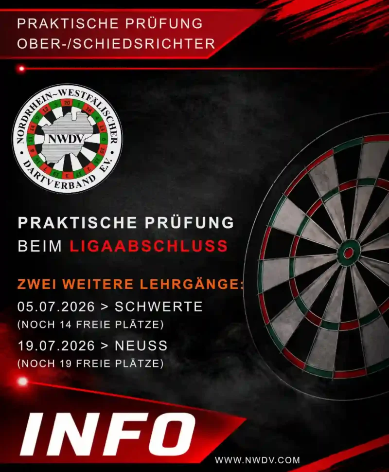 Plakat mit Info zur praktischen Prüfung zum Ober-/Schidsrichter beim Ligaabschluss