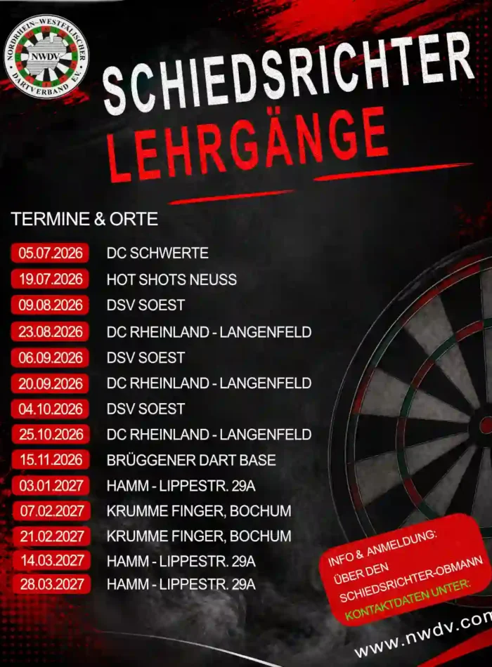 Terminübersicht der Schiedsrichterlehrgänge 26/27