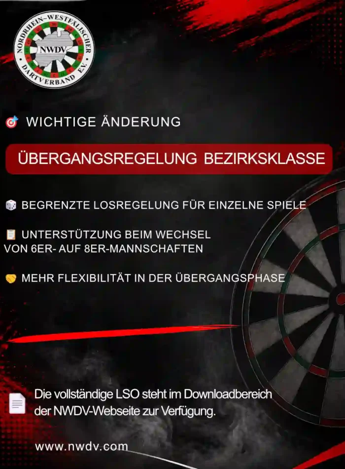 Plakat zur Änderung in der LSO - Übergangsregelung Bezirksklasse
